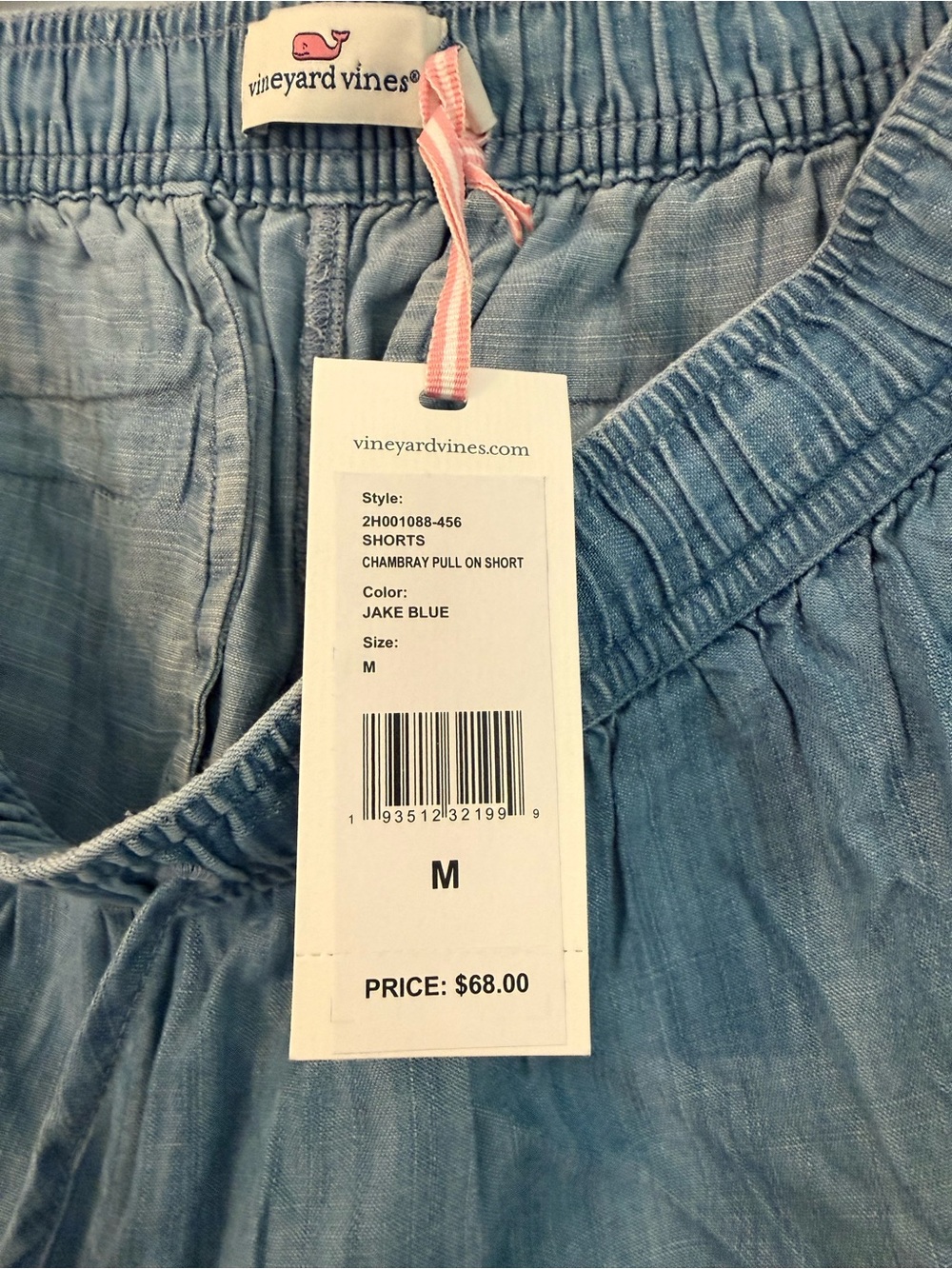 NWT Vineyard Vines Light Blue Chambray Drawstring Shorts Size M - Picture 3 of 5